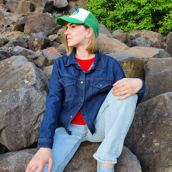 Scull Painted Denim Jacket, Handmade Painted Jacket, Jean Jacket Painted Scull - Picture 4 of 5